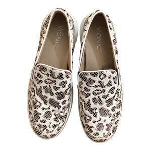Vionic Dinora Leopard Snake Platform Leather Slip-On Loafers SZ 7.5